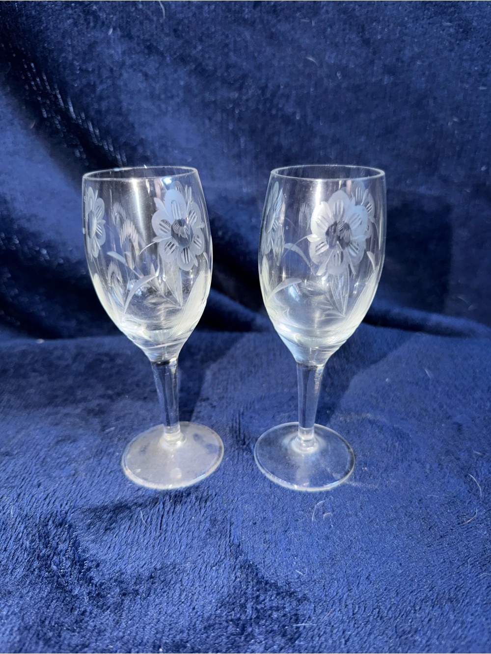 Etched Floral Crystal Wine Glasses - Clear (Set of 2)